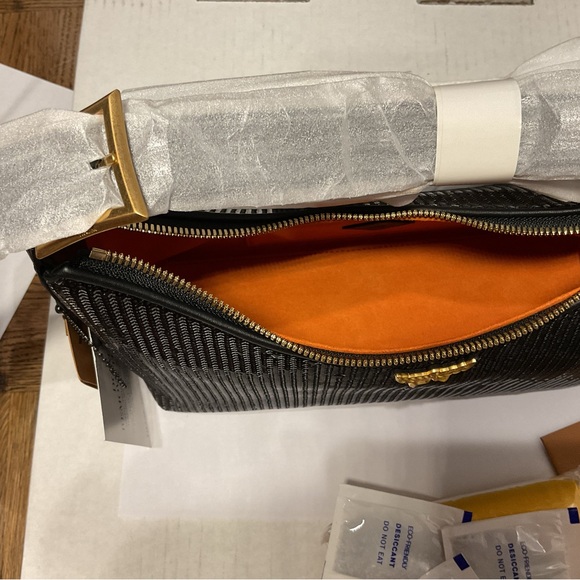 MCM Aren Hobo In Sequin Black Lamb Leather NWT - Picture 11 of 13